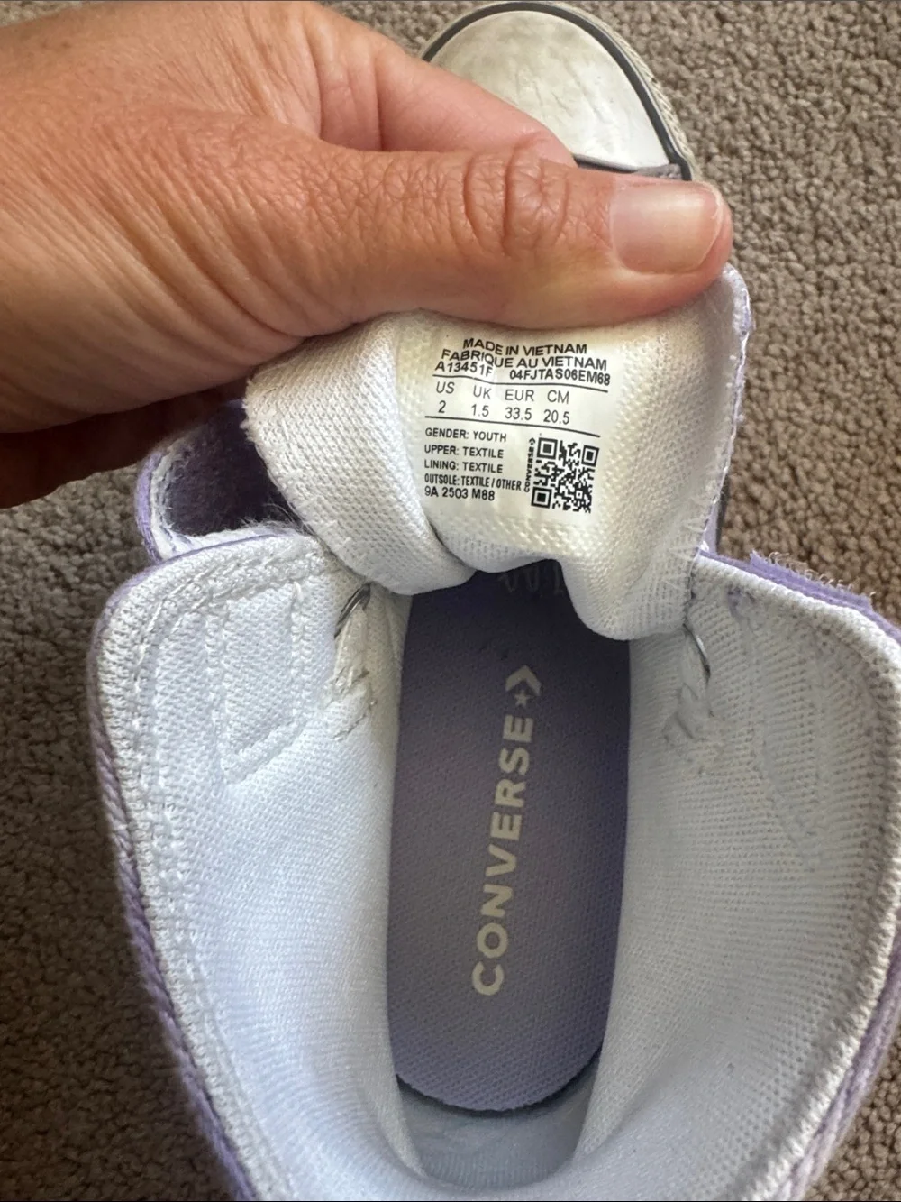 Converse Kids High-Top Canvas Sneakers in Lavender